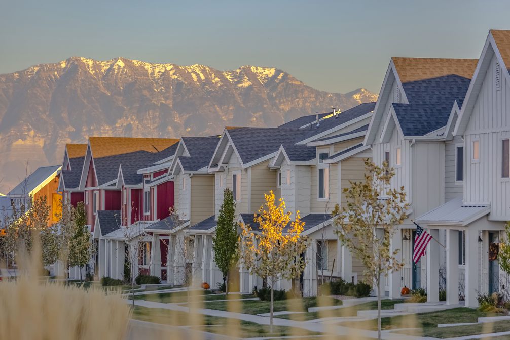 row of colorful homes